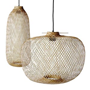 Závěsná bambusová svítidla Bamboo ve dvou tvarech
